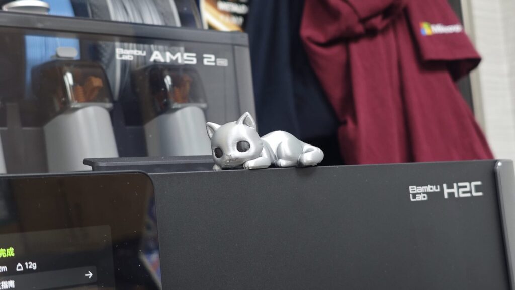 多色 3D 列印的小貓成品